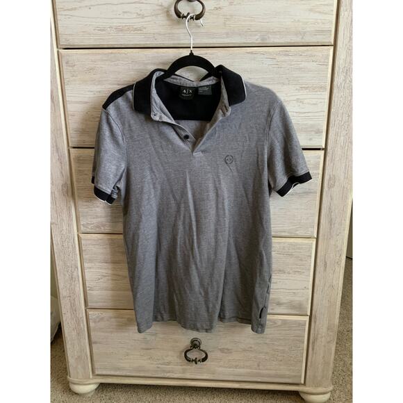 Armani Exchange Men's Black & Gray Short Sleeve Polo - Picture 1 of 3
